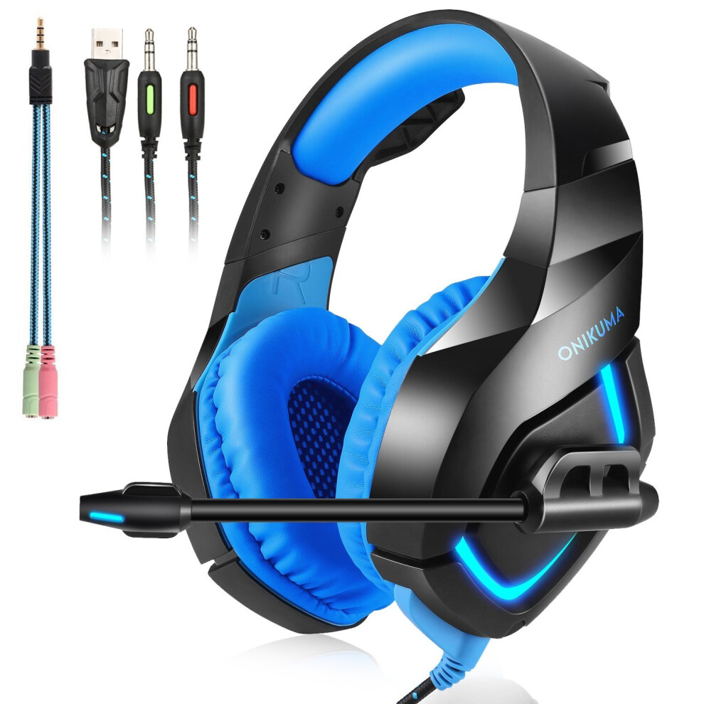 For Pc/Mac/Ps4/Xbox One Gaming Headset,Stereo Gamers Headphones Blue 6951971034683