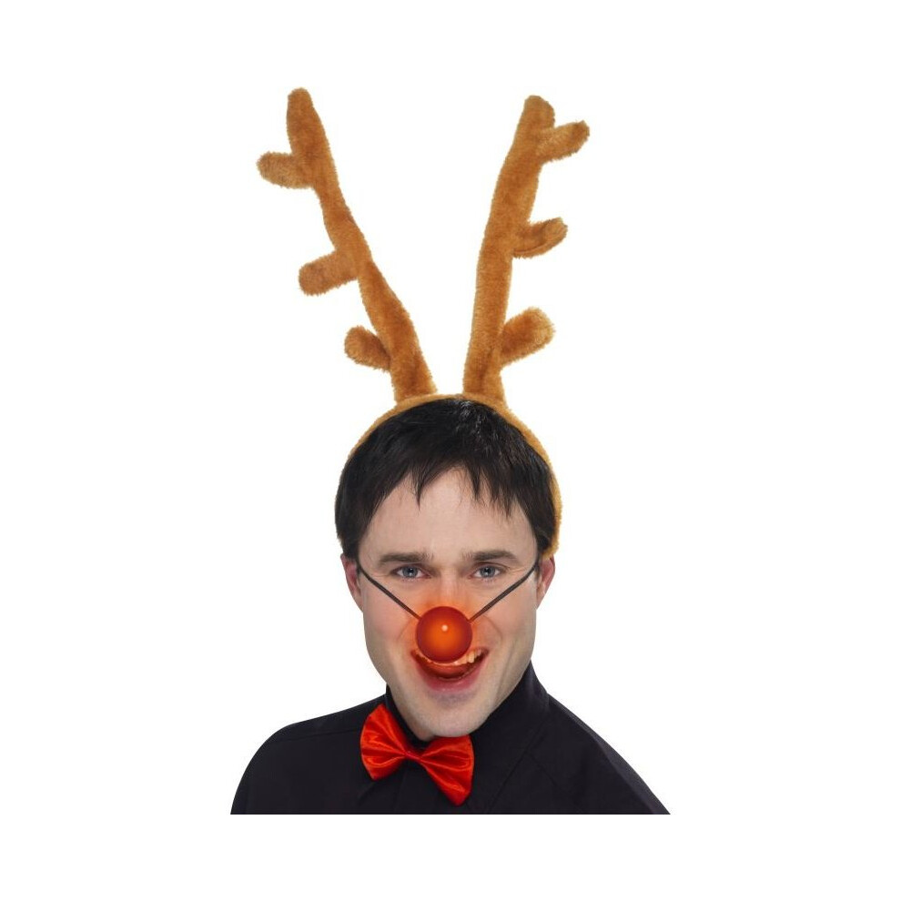 Reindeer Set, Antlers, Nose & Red Bow Tie