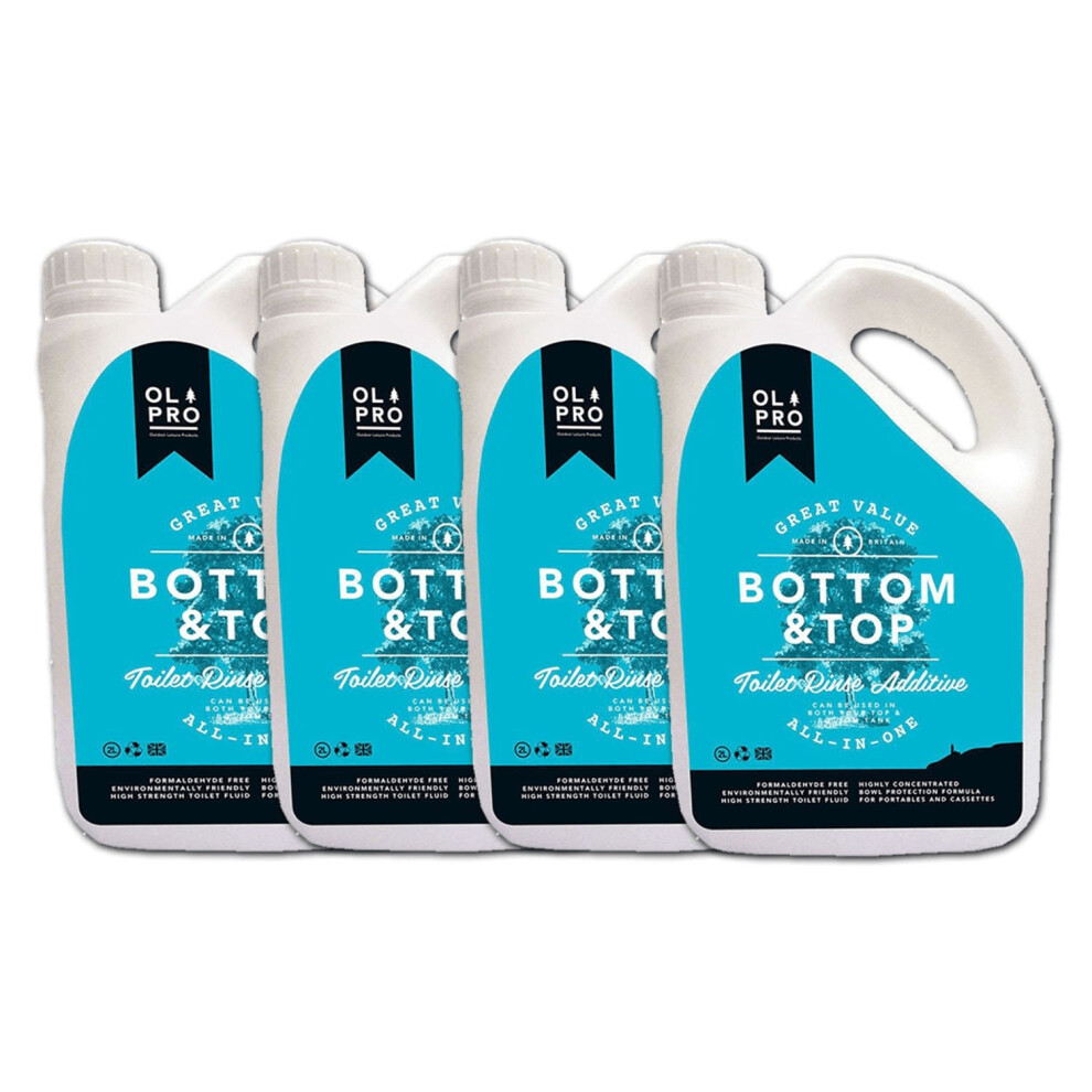 OLPRO Bottom & Top Caravan & Camping Toilet Chem (2 Litre) x 4 Bottles