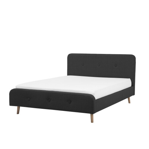 Beliani Fabric Double Bed Grey RENNES