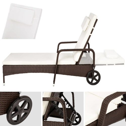 Tectake Brown Rattan Sun Lounger on OnBuy