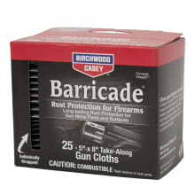 (25 pack) Birchwood Casey Barricade - field take along gun cleaning wipes rust protection