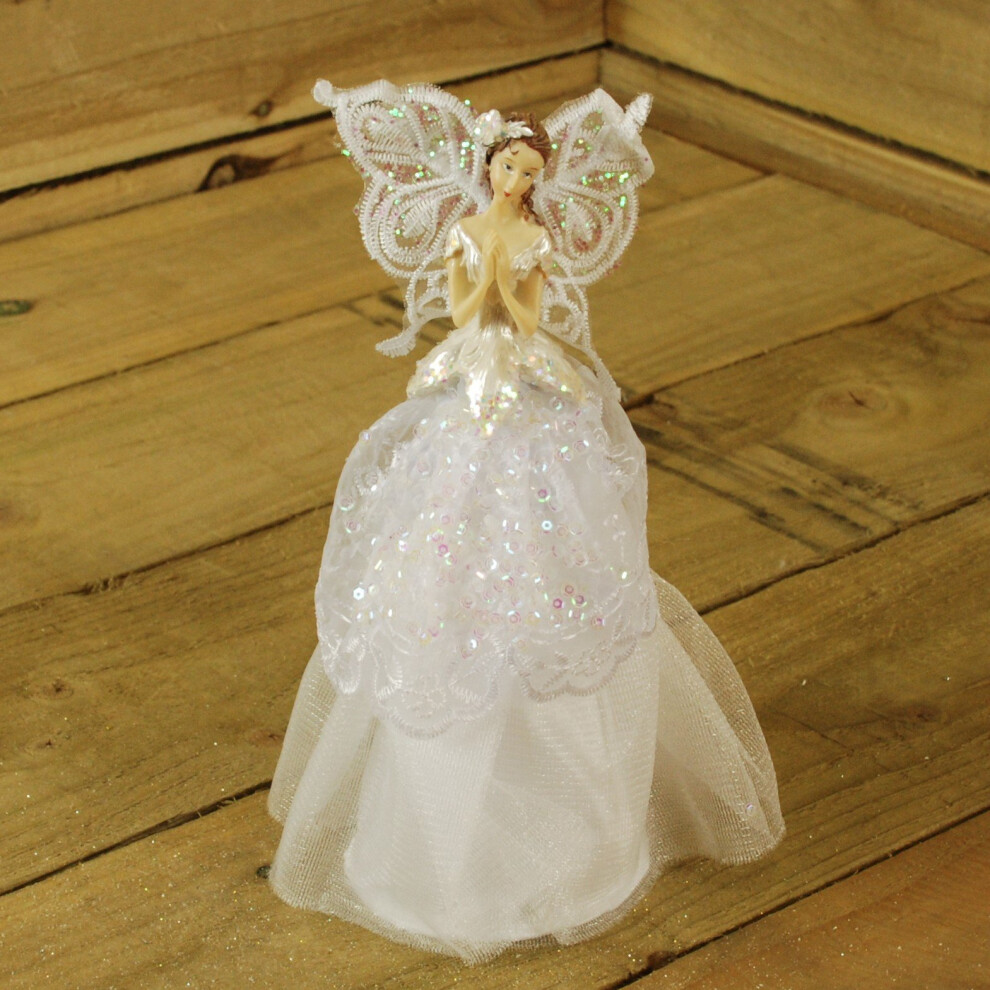 23cm Fabric Angel Christmas Tree Topper White