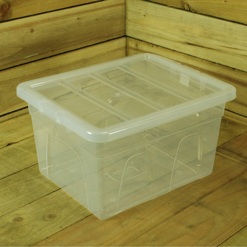 32 Litre 45cm x 37cm x 26cm Stacking Plastic Storage Tub / Tidy Box with Lid