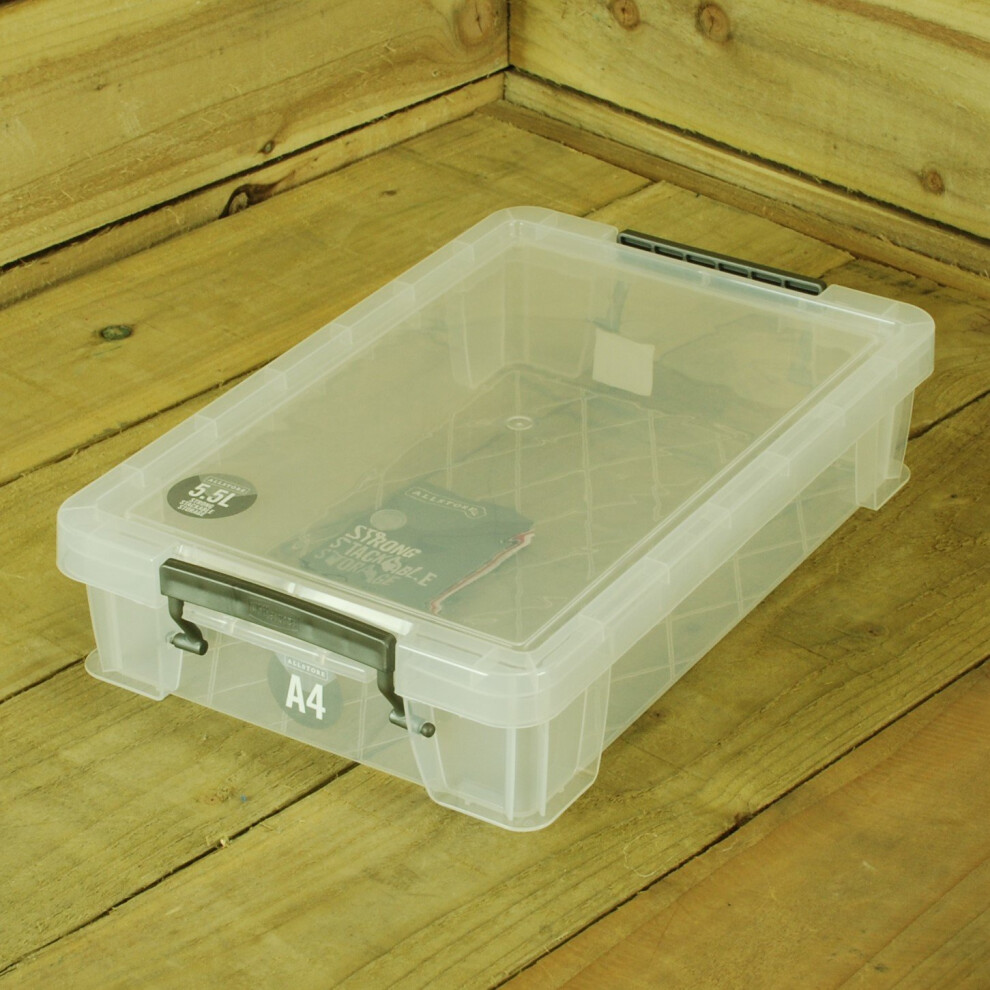 5.5 Litre 40cm X 25cm X 8cm Heavy Duty A4 Plastic Storage Desk Tidy Box & Lid