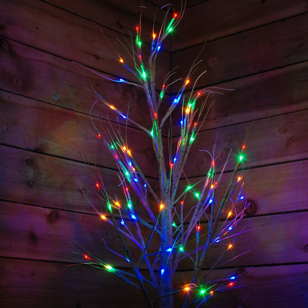 2.4m Silver Birch Dewdrop Tree with 136 Multicoloured LEDs – Indoor/Outdoor Christmas Accent