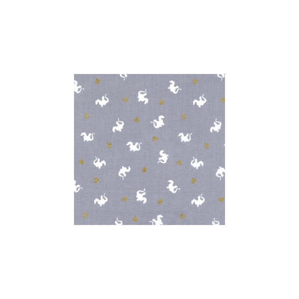 Fat Quarter Baby Dragon Magic Grey Cotton Quilting Sewing Fabric