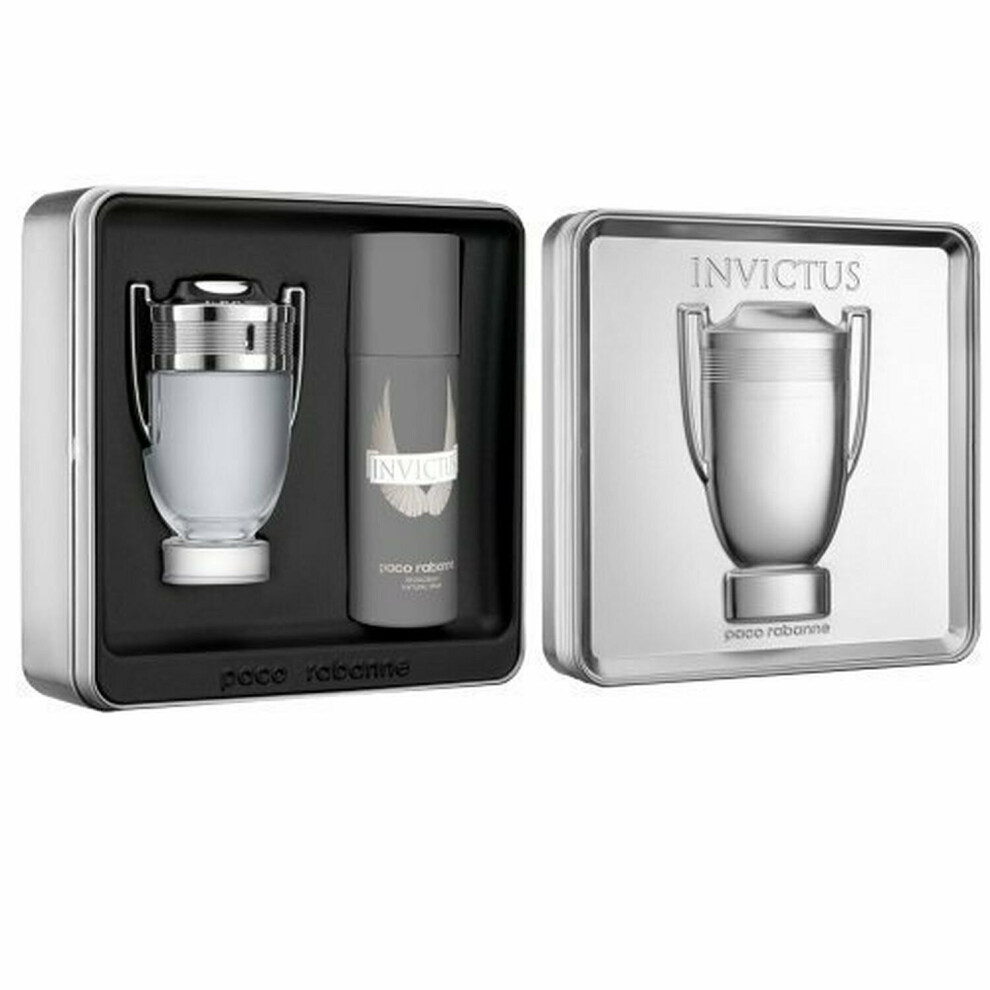 Paco Rabanne INVICTUS Gift Set 100ml Eau De Toilette Spray & 150ml Deodorant Spr