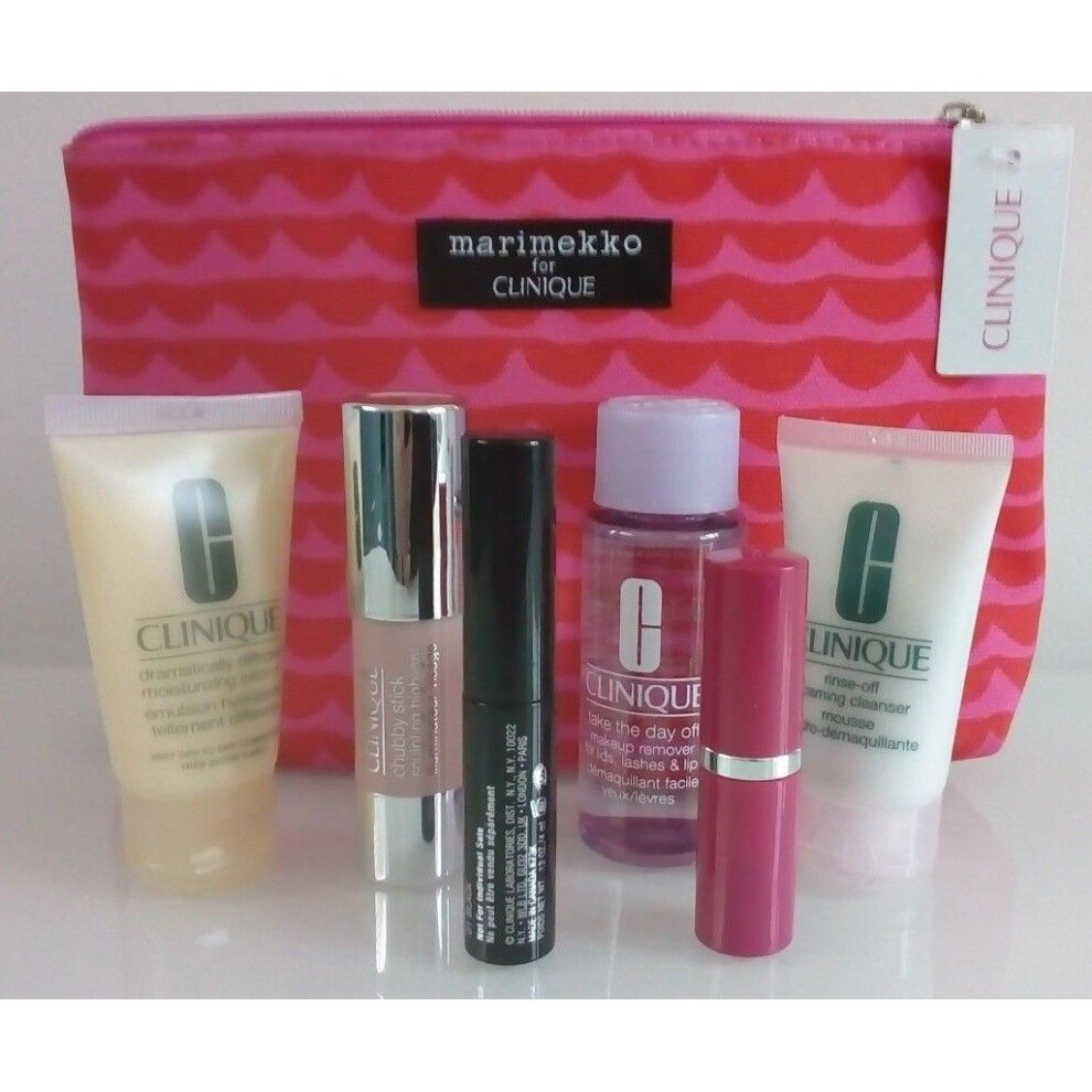 Clinique 6 Piece Gift Set with Makeup Bag by Marimekko