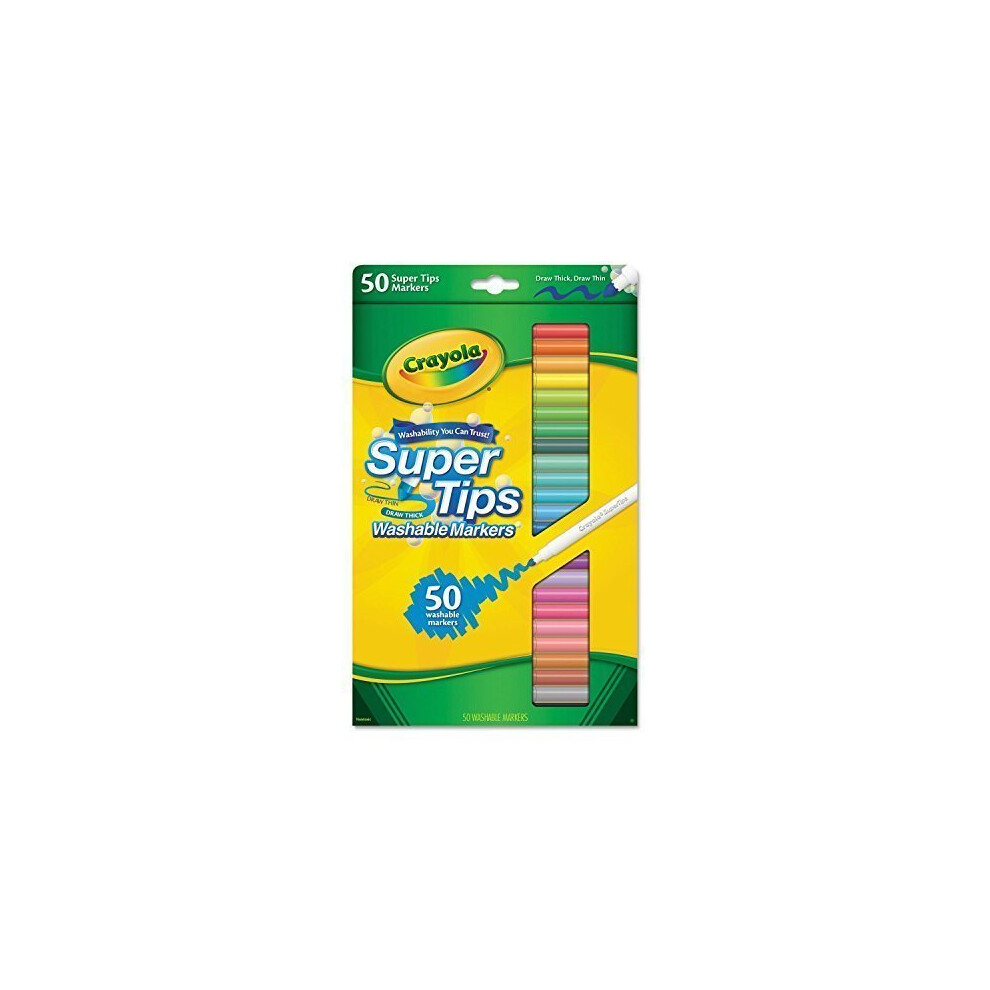 Crayola 50Ct Washable Super Tips Markers 50 Color Variety