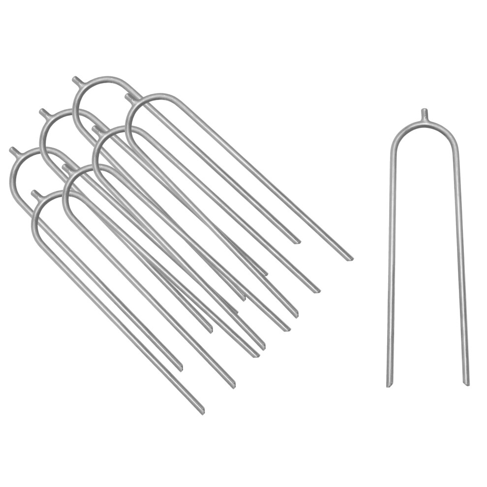 Trampoline Anchor Kit | Tie Down Pegs / Stakes | Metal U-Shaped Wind Guard Ground Anchors | Set of 8