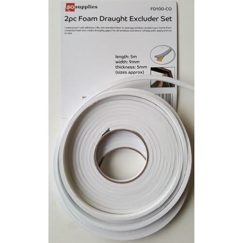 2 X 5M Αφρός Draught Excluder Weather Seal Strip Μόνωση μόνωσης παραθύρου πόρτας 1