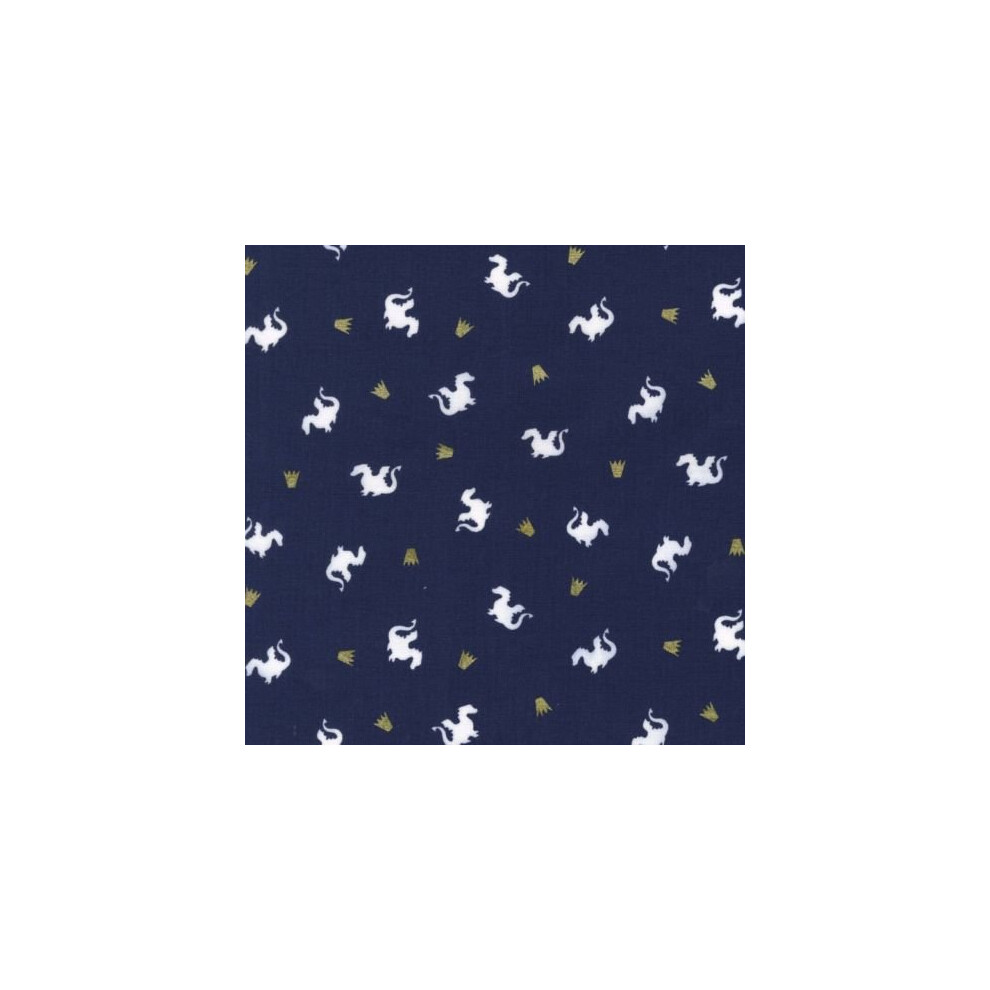 Fat Quarter Baby Dragon Magic Navy Cotton Quilting Sewing Fabric