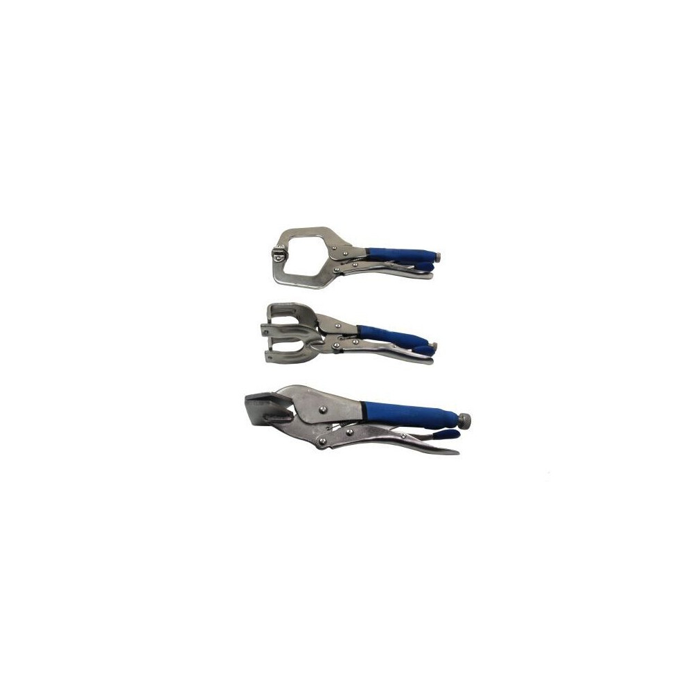 US PRO 3pc Locking Mole Vice Grip Weld Clamp Set With Grip Handles