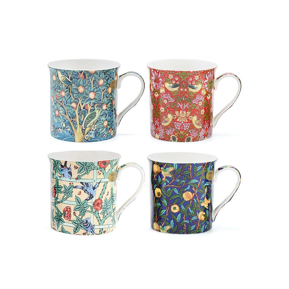 William Morris Birds Mugs - Set of 4