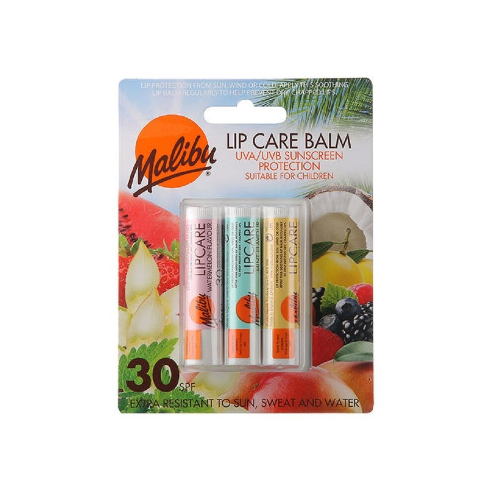 Malibu Lip Care Balm SPF30 Watermelon/Mint/Vanilla 3x4g