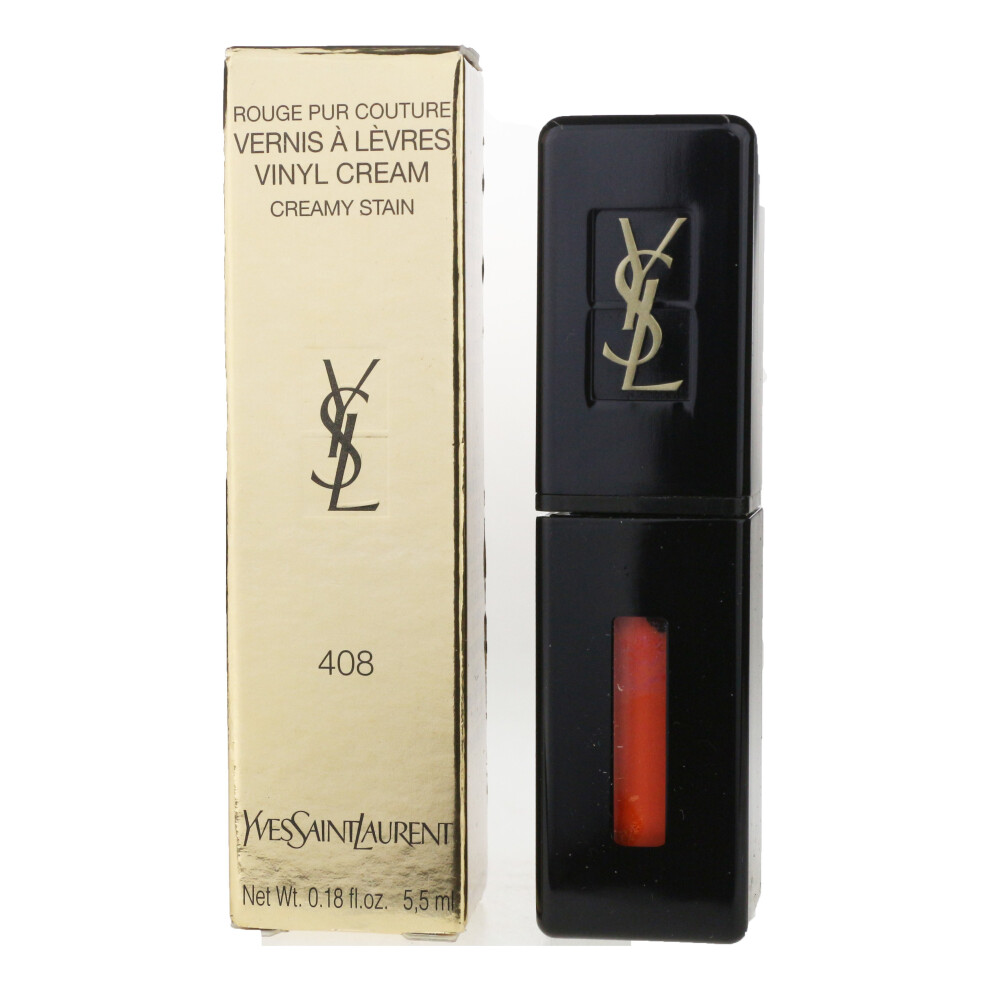 YSL Vernis Vinyl Cream Coral Lip Stain 408 Corail Neo-Pop