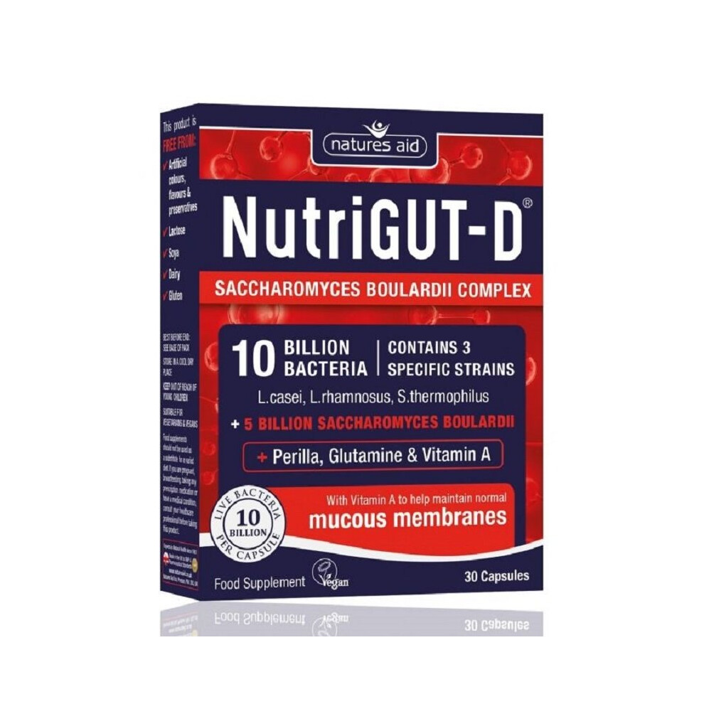 Natures Aid NutriGut-D 10 Billion Bacteria - 30 Capsules