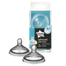 Tommee Tippee Advanced Anti-Colic Baby Bottle Silicone Teats, Medium Flow, 2 Pk