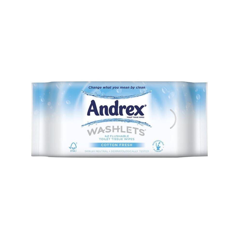 Andrex Washlets Flushable Toilet Tissue Wipes - 42