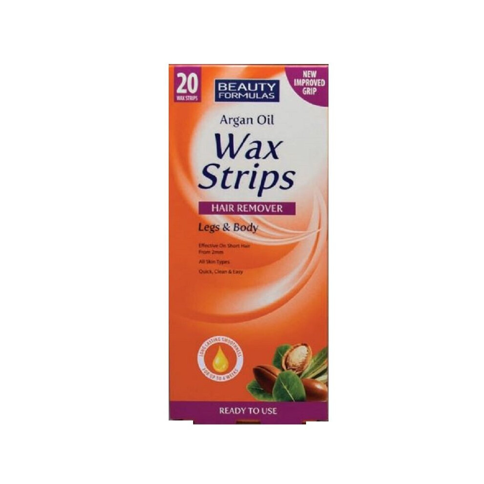Beauty Formulas Argan Oil Leg & Body Wax Strips - 20 Wax Strips