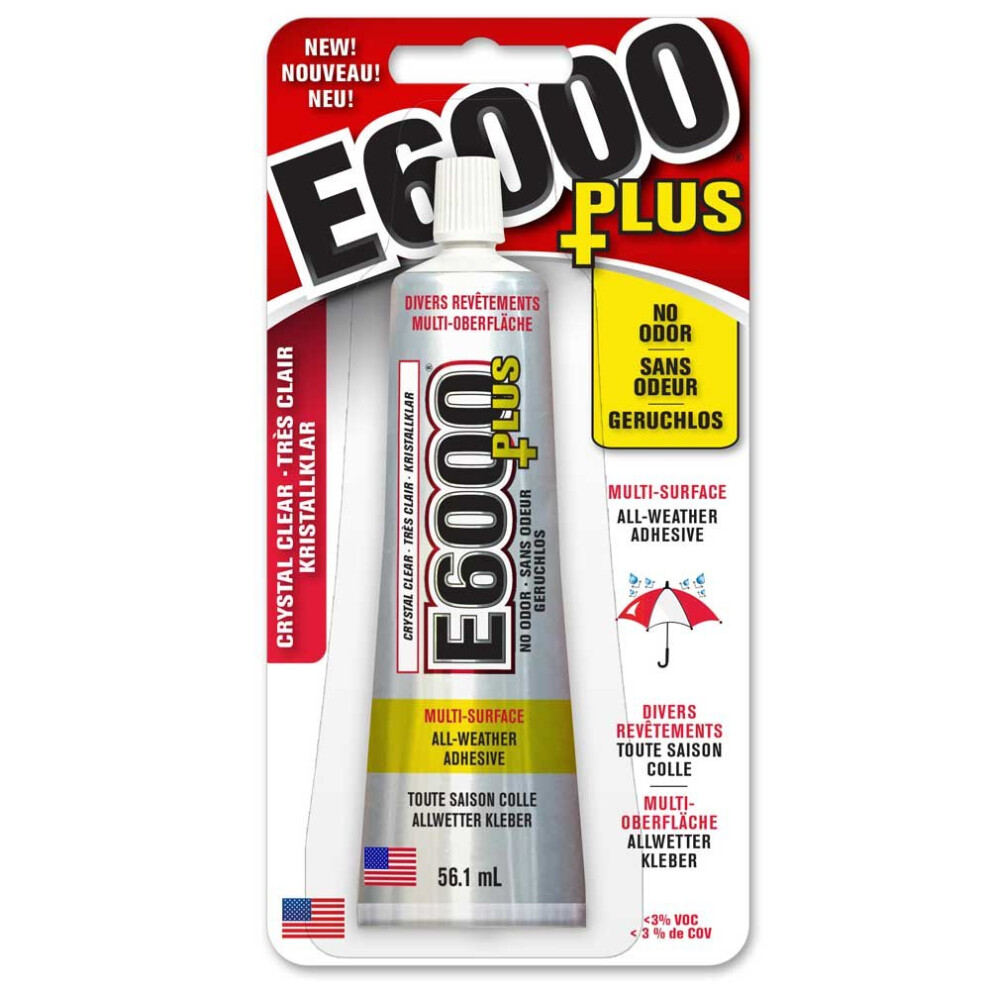 (56.1ml) E6000 PLUS Industrial Strength Adhesive Craft Glue for Wood, Glass, Fabric, Gems