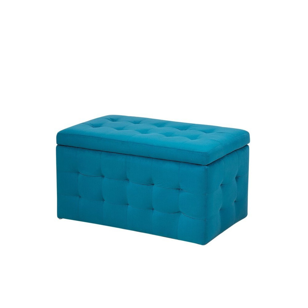 Velvet Fabric Storage Ottoman Sea Blue MICHIGAN
