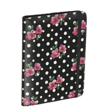 Accessorize Fashion Folio Case with Built-In Stand and Closing Strap - Polka Dot Floral for Kindle 4, Kindle Touch & Kobo Touch