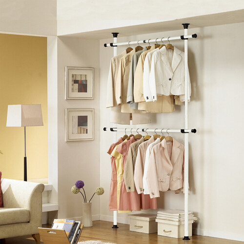 Direct Online Houseware Telescopic 2-Tier Wardrobe Organiser | Hanging Clothes Rail 1
