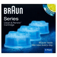 Braun Series Clean & Renew Cartridges 3-Pack - Alcohol-Based Shaver Cleaning Solution with Lemon Scent