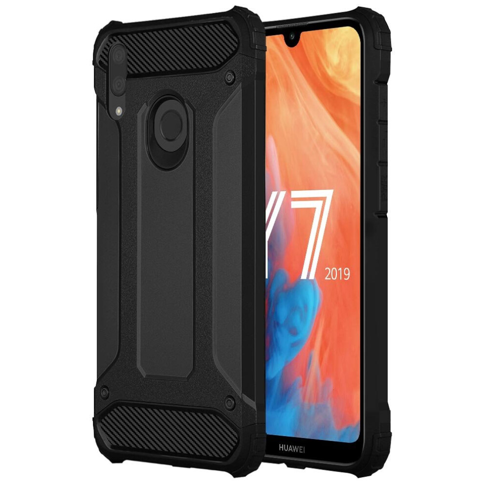 (Black) For Huawei Y7 2019 Armour Defender Case Cover Black 5056298002269