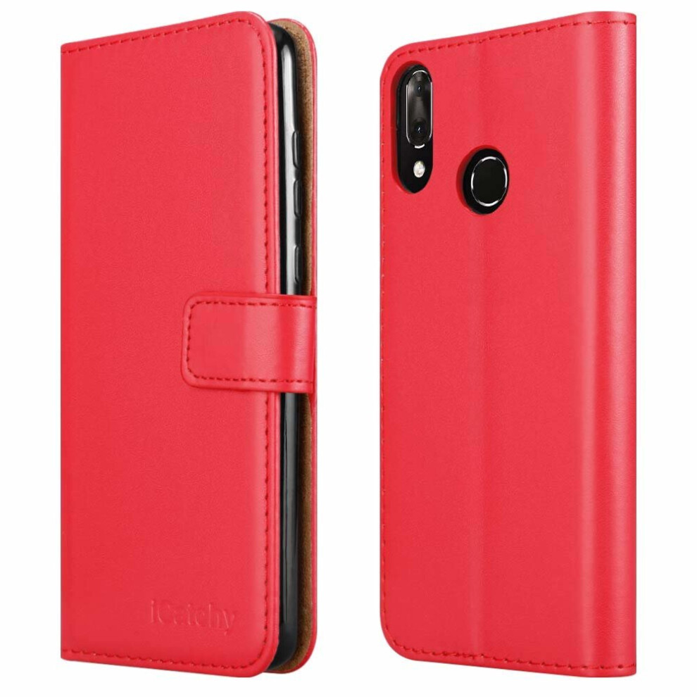 (Red) For Vodafone X9 Wallet Book Leather Folio Case