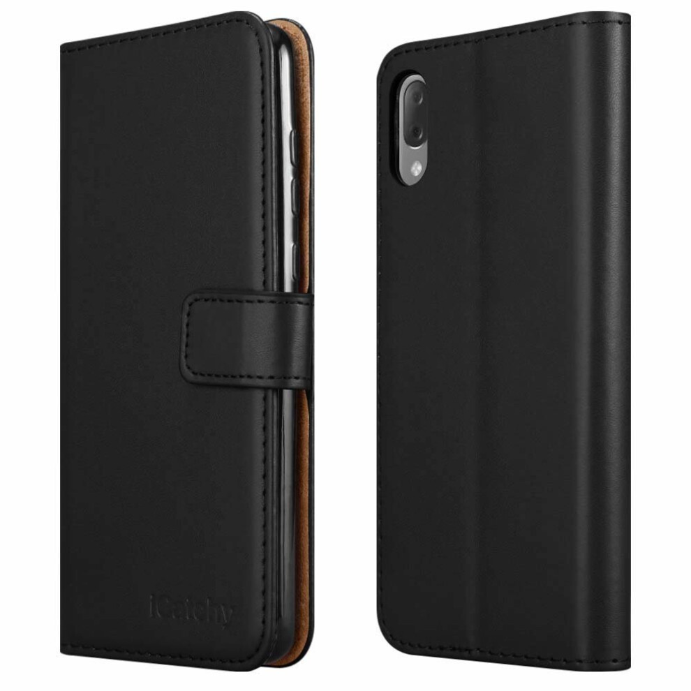 (Black) For Sony Xperia L3 Phone Leather Folio Wallet Case