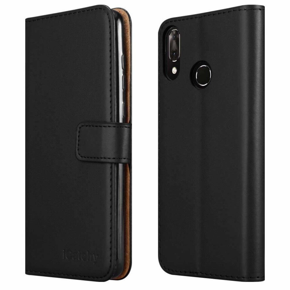 (Black) For Vodafone X9 Wallet Book Leather Folio Case