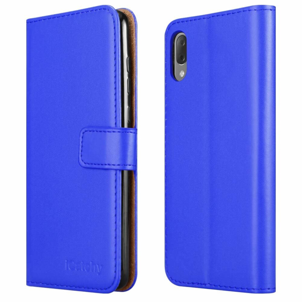 (Blue) For Sony Xperia L3 Phone Leather Folio Wallet Case