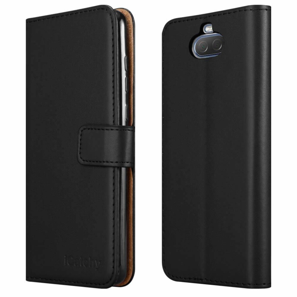 (Black) For Sony Xperia 10 Phone Wallet Book Leather Case
