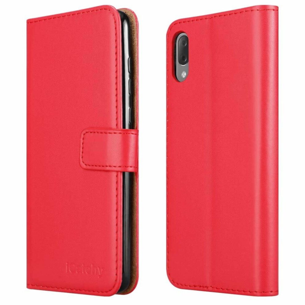 (Red) For Sony Xperia L3 Phone Leather Folio Wallet Case