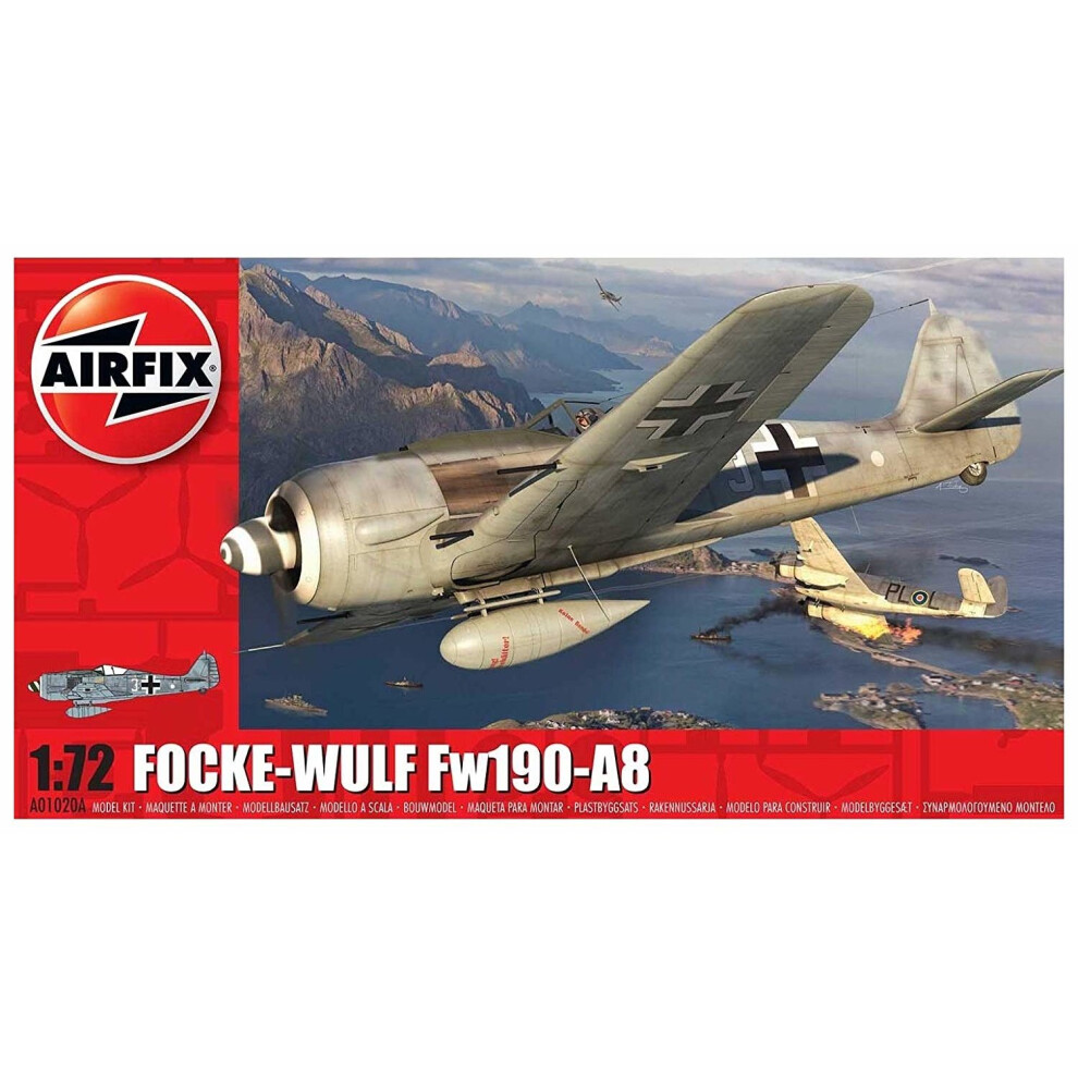 Airfix Focke-Wulf Fw190A-8 1:72 WWII Military Aviation Plastic Model Kit A01020A Unpainted