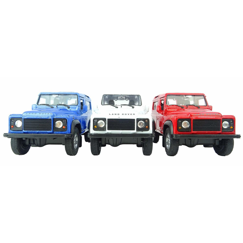 Kandy Toys Die Cast Model Land Rover Defender Toy Car Red/Blue/Silver