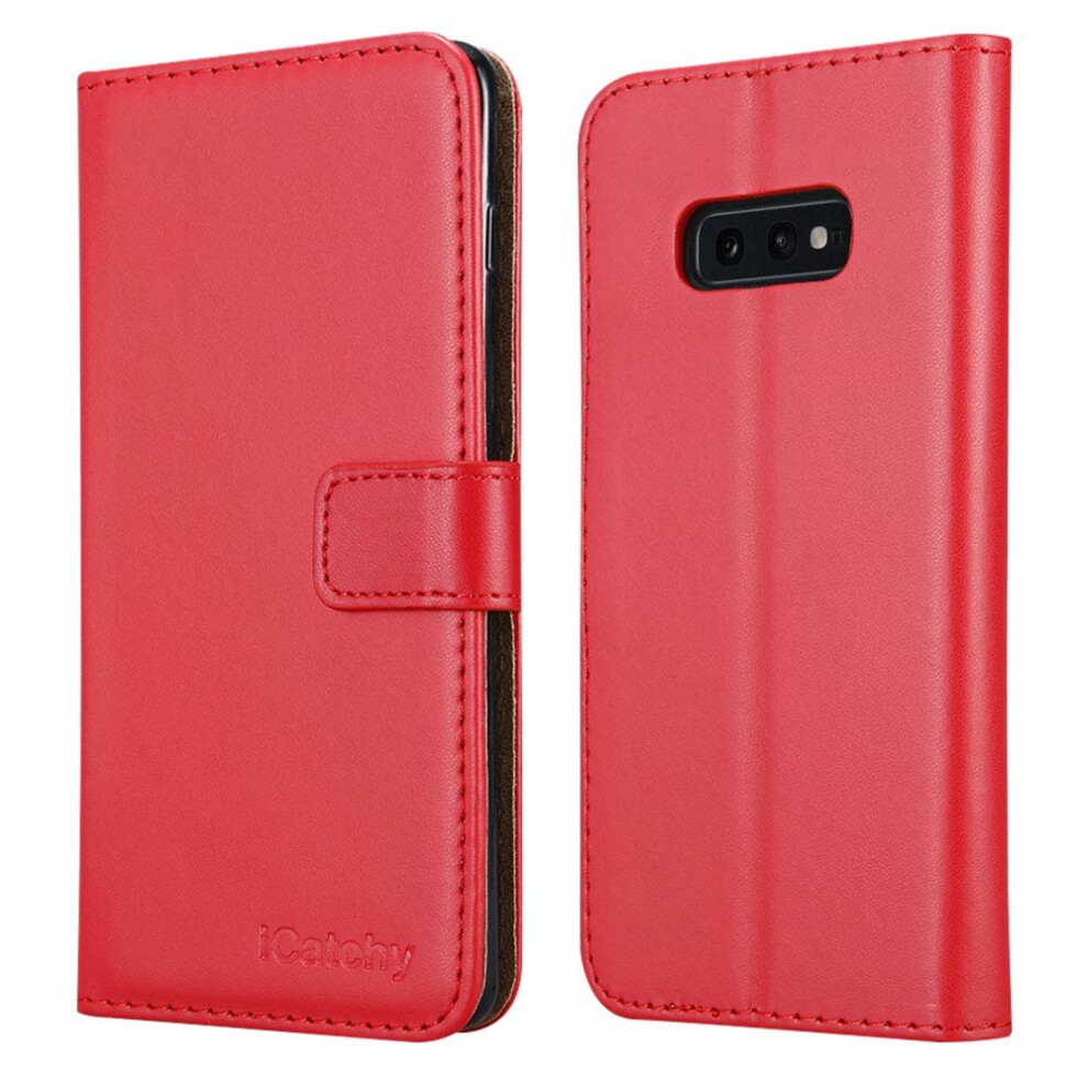 (Red) For Samsung Galaxy S10e Wallet Book Leather Case Red 5056298001439