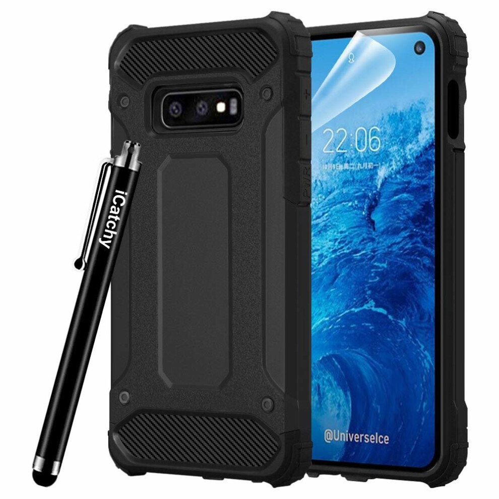(Black) For Samsung Galaxy S10e Tough Armour Defender Case