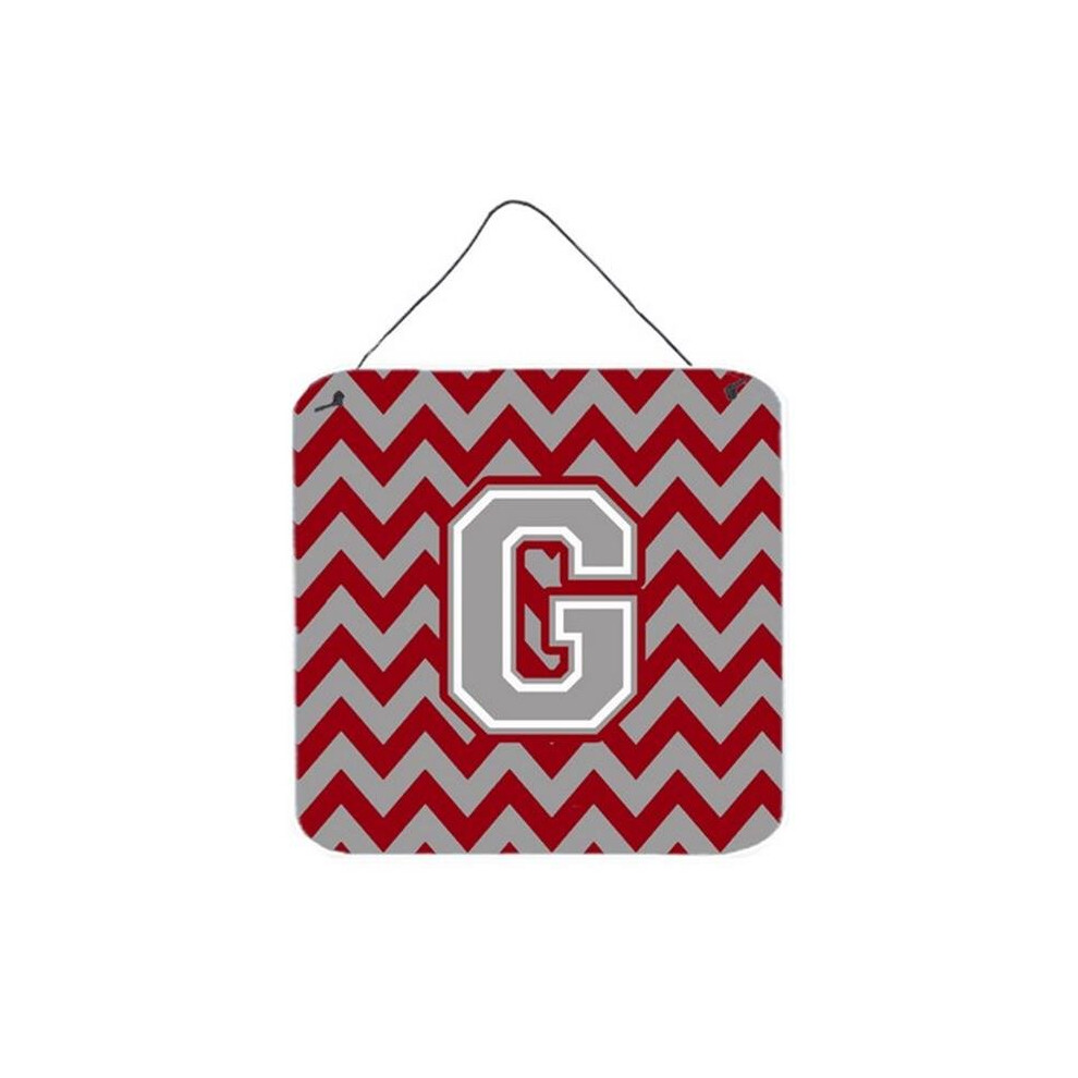 Comfortcreator Letter G Chevron Crimson & Grey Wall Or Door Hanging Prints