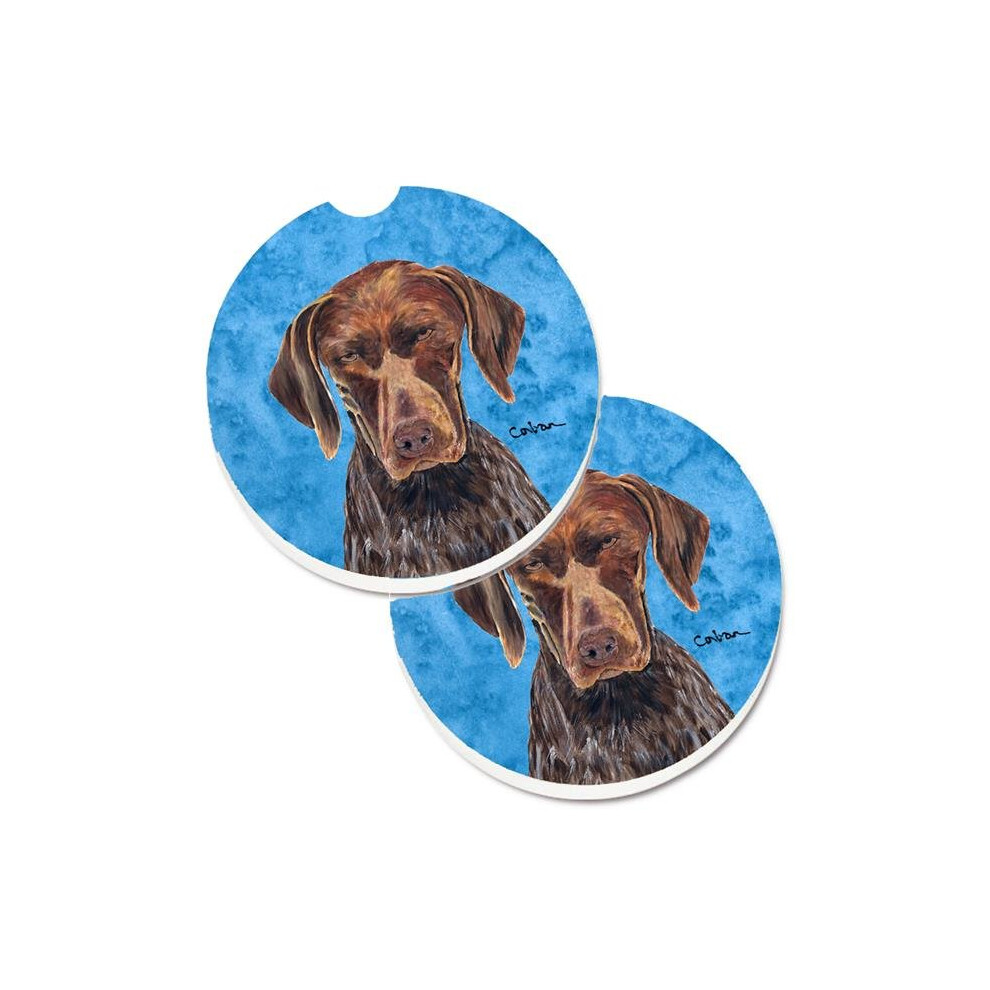 German Shorthaired Pointer Set Of 2 Cup Holder Car Coaster Blue 652513495820