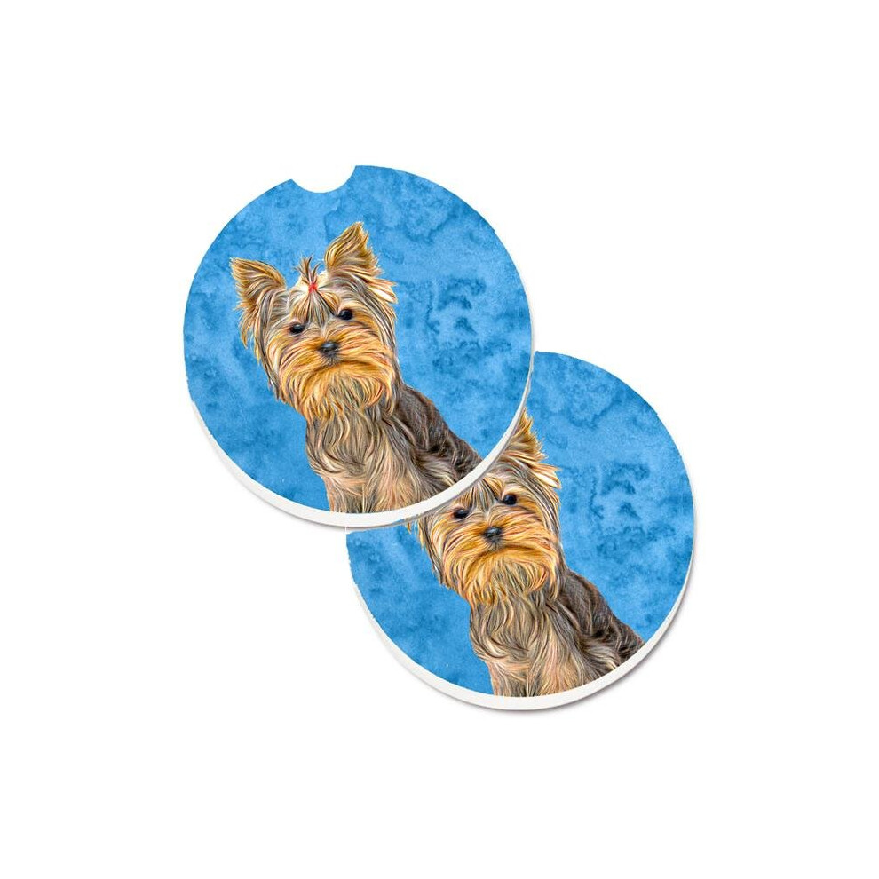 Yorkie & Yorkshire Terrier Set Of 2 Cup Holder Car Coasters Blue 652513492652