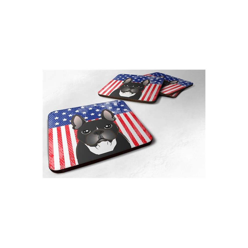 American Flag & French Bulldog Foam Coaster, 3.5 x 0.25 x 3.5 in. - Set of 4-image-OPC-PW5DT8-NEW