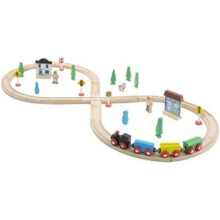 35 Pieces Wooden Train Set with Plastic StorageTub