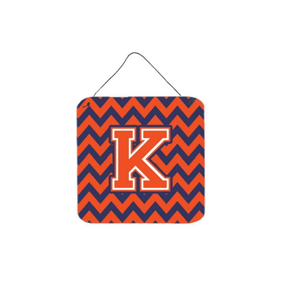 Comfortcreator Letter K Chevron Orange & Blue Wall Or Door Hanging Prints, 6 X 0.02 X 6 In.