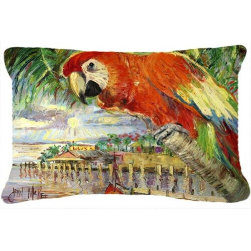 Red Parrot At Lulus Canvas Fabric Decorative Pillow