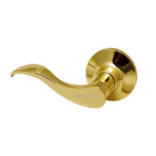 Prelude Dummy Left Lever Door Lock with Knob Handle Lockset, Polished Brass