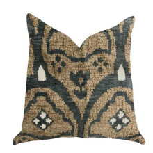 Tulip Zen Green Taupe Luxury Throw Pillow, 20 x 30 in. Queen
